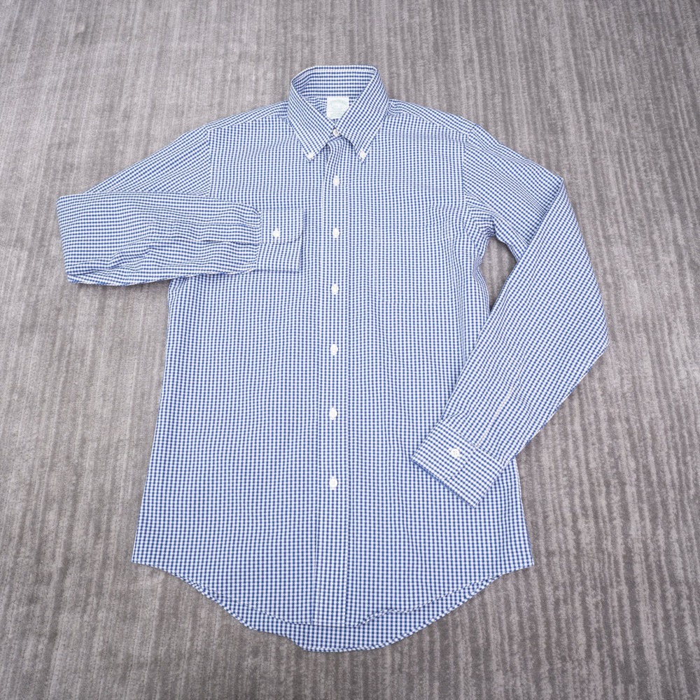 Brooks Brothers Button Down Mens 14.5 33 Blue Excellent Milano Gingham Check